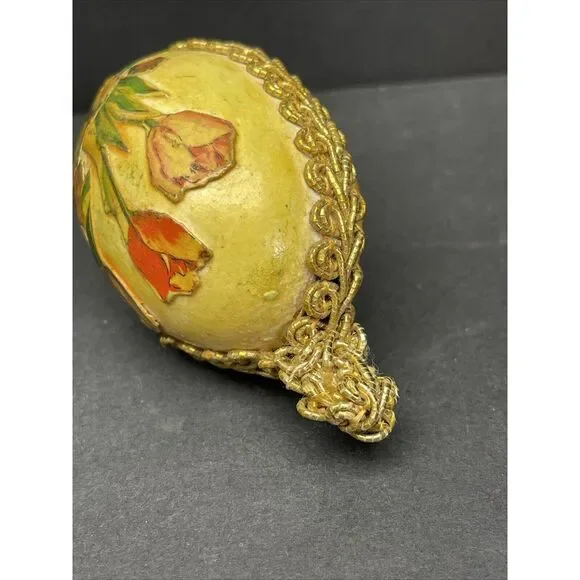 Vintage Paper Mache Egg with Flowers multi color - Picture 3 of 5